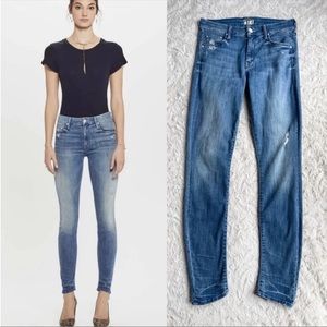 Mother The Looker skinny jeans graffiti girl vintage wash mid rise distressed 27